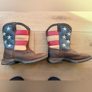 Boys Durango Brown American Flag Cowboy Boots